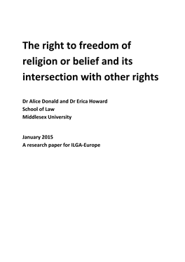 The Right to Freedom of Religion Or Belief and Its Intersection with Other Rights