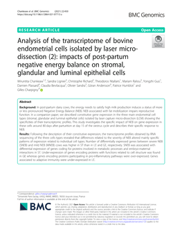 Analysis of the Transcriptome of Bovine Endometrial Cells