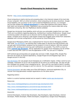 Google Cloud Messaging for Android Apps
