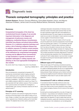 Diagnostic Tests Thoracic Computed Tomography: Principles and Practice