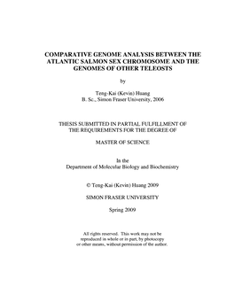 Comparative Genome Analysis Between the Atlantic Salmon Sex Chromosome and the Genomes of Other Teleosts