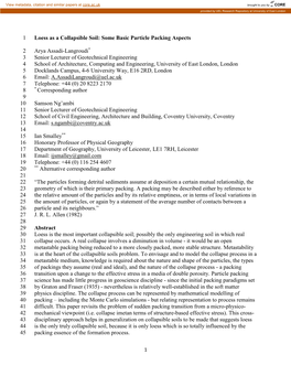 Loess As a Collapsible Soil: Some Basic Particle Packing Aspects