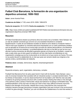 Futbol Club Barcelona, La Formación De Una Organización Deportiva Universal, 1899-1922