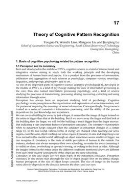 Theory of Cognitive Pattern Recognition