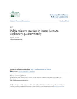 Public Relations Practices in Puerto Rico: an Exploratory Qualitative Study Delia R