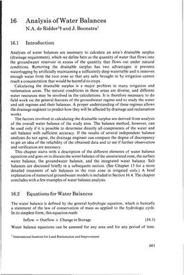 16 Analysis of Water Balances N.A