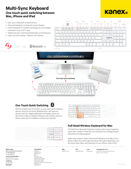 Multi-Sync Keyboard One Touch Quick Switching Between Mac, Iphone and Ipad