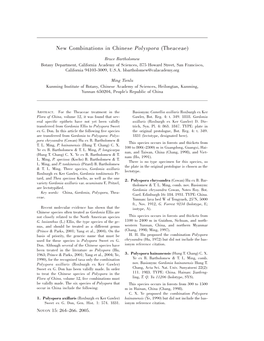 New Combinations in Chinese Polyspora (Theaceae)