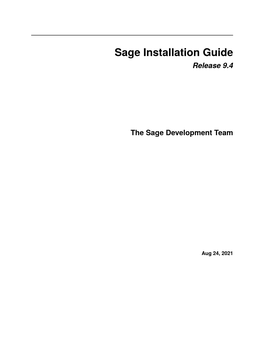 Sage Installation Guide Release 9.4