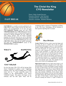 The Christ the King CYO Newsletter