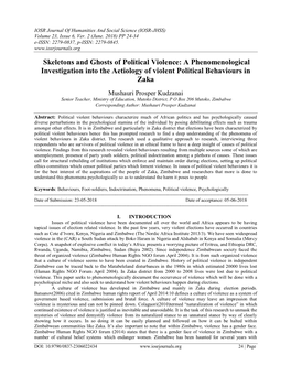 Skeletons and Ghosts of Political Violence: a Phenomenological Investigation Into the Aetiology of Violent Political Behaviours in Zaka