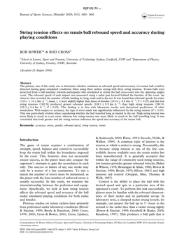 String Tension Effects on Tennis Ball Rebound Speed and Accuracy During Playing Conditions