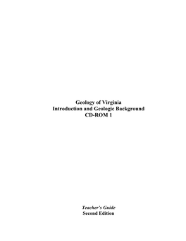 Geology of Virginia Introduction and Geologic Background CD-ROM 1