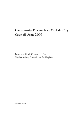 Community Research in Carlisle City Council Area 2003