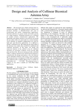 Design and Analysis of Collinear Biconical Antenna Array C.Subba Rao#1, L.Madhavi Devi*2, B.Swati Lakshmi#3 #1,2,3 Dept