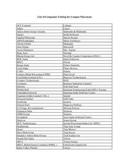 List of Companies Visiting for Campus Placement ACC Limited Lafarge