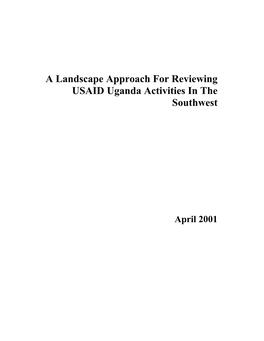 A Landscape Approach for Reviewing USAID Uganda Activities in the Southwest