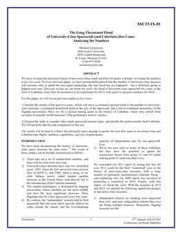 And Cubesats) Has Come: Analyzing the Numbers