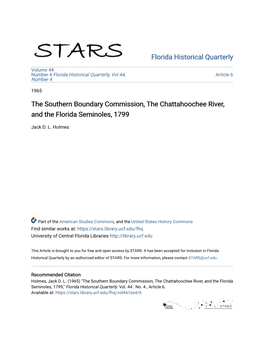 The Southern Boundary Commission, the Chattahoochee River, and the Florida Seminoles, 1799