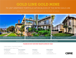 GOLD LINE GOLD MINE 73-Unit Apartment Portfolio Within Blocks of the Metro Gold Line