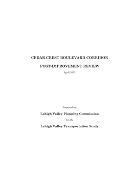 Cedar Crest Boulevard Corridor Post-Improvement Review