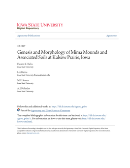 Genesis and Morphology of Mima Mounds and Associated Soils at Kalsow Prairie, Iowa Deann K