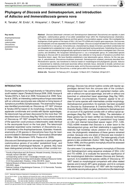 &lt;I&gt;Seimatosporium&lt;/I&gt;, and Introduction Of