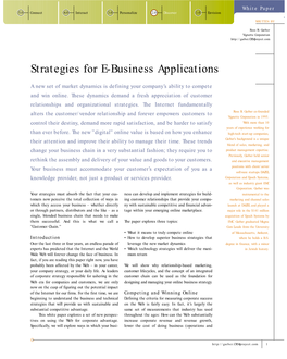 Strategies for E-Business Applications