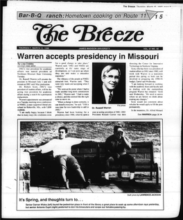 Warren Accepts Presidency in Missouri