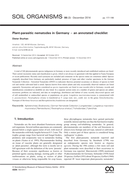 Plant-Parasitic Nematodes in Germany – an Annotated Checklist