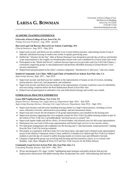 LARISA G. BOWMAN (319) 467-3124 Larisa-Bowman@Uiowa.Edu