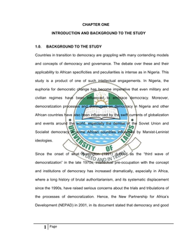 A Case Study of Nigeria's Democratic Experience, 1999-2007