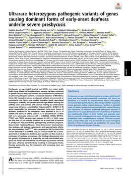 Ultrarare Heterozygous Pathogenic Variants of Genes Causing Dominant Forms of Early-Onset Deafness Underlie Severe Presbycusis