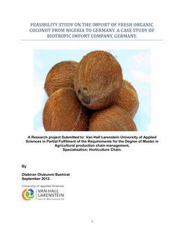 Feasibility Study on the Import of Fresh Organic Coconut from Nigeria to Germany