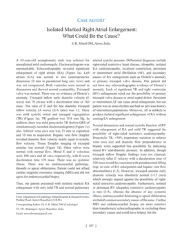 Isolated Marked Right Atrial Enlargement: What Could Be the Cause? S