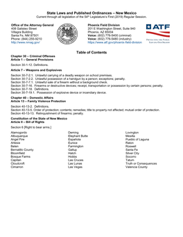 New Mexico Current Through All Legislation of the 54Th Legislature’S First (2019) Regular Session