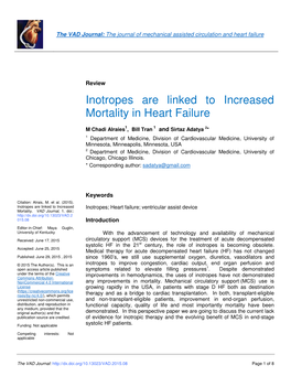 Inotropes Are Linked to Increased Mortality in Heart Failure