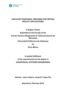 Low-Cost Positional Tracking for Virtual Reality Applications