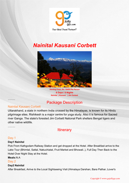 Nainital Kausani Corbett