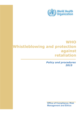 Policy on Whistleblowing and Protection Against Retaliation