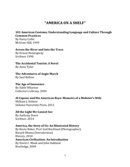 “America on a Shelf”