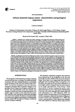 African Meteorite Impact Craters: Characteristics and Geological Importance