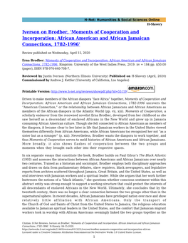 Iverson on Brodber, 'Moments of Cooperation and Incorporation: African American and African Jamaican Connections, 1782-1996'