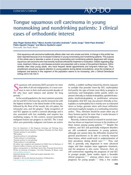 Tongue Squamous Cell Carcinoma in Young Nonsmoking and Nondrinking Patients: 3 Clinical Cases of Orthodontic Interest