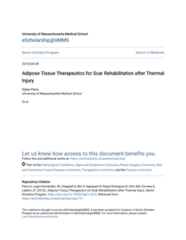 Adipose Tissue Therapeutics for Scar Rehabilitation After Thermal Injury