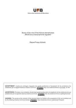 Study of the Role of the Histone Demethylase JMJD3 As a Transcriptional Regulator Raquel Fueyo Arévalo