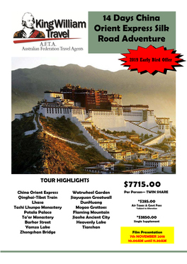 14 Days China Orient Express Silk Road Adventure