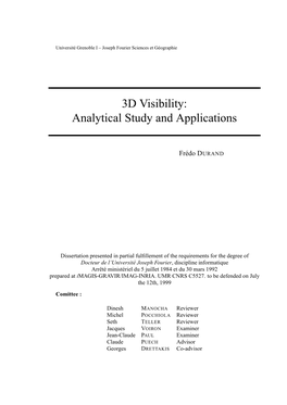 3D Visibility: Analytical Study and Applications