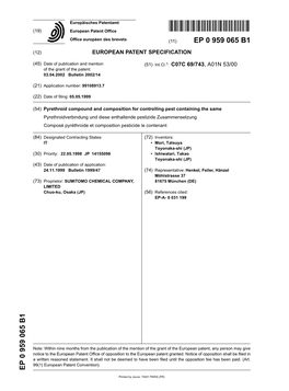 Pyrethroid Compound and Composition for Controlling Pest