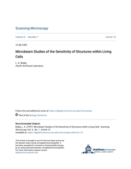 Microbeam Studies of the Sensitivity of Structures Within Living Cells